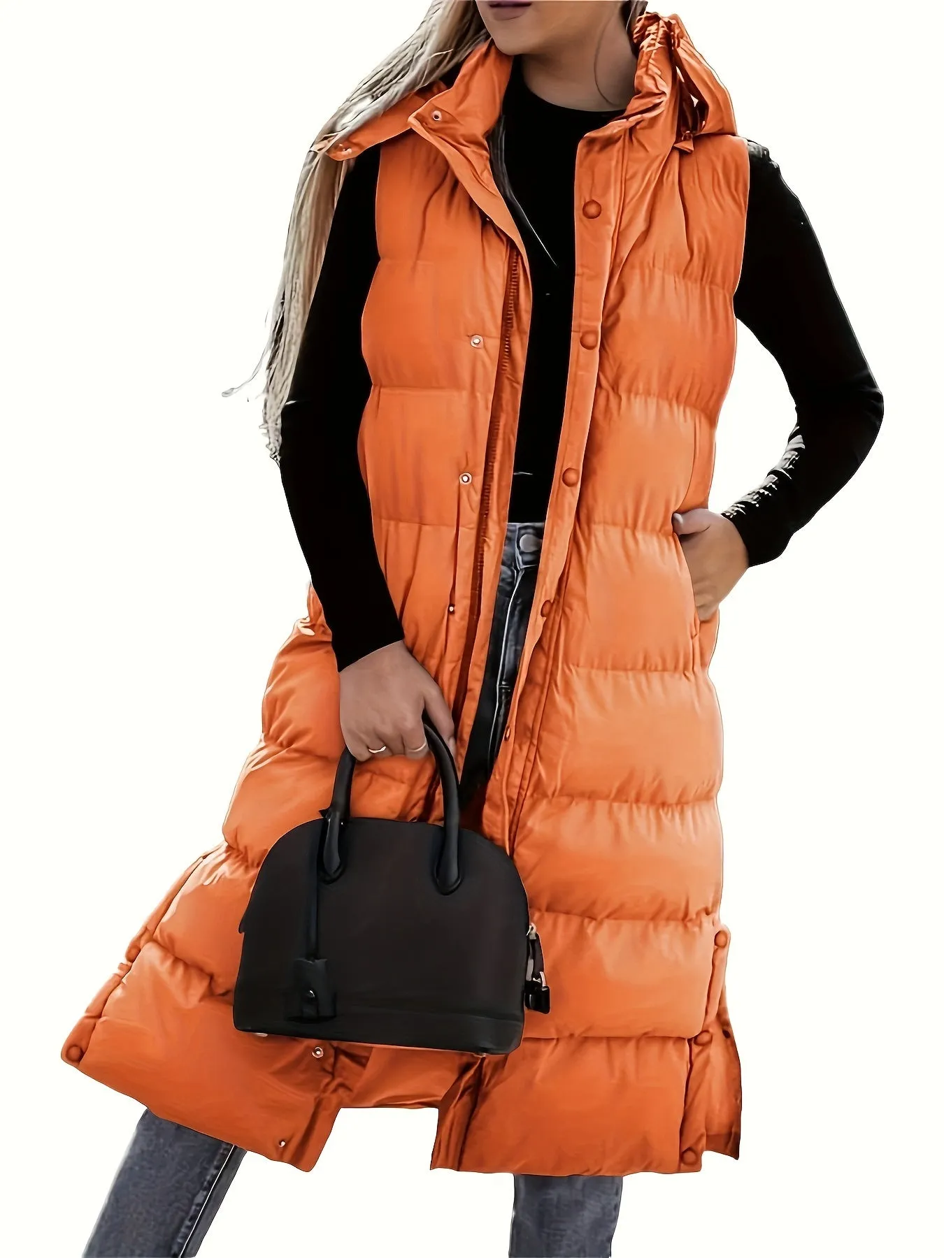 Womens Quilted Hooded Vest Sleeveless Winter Coat