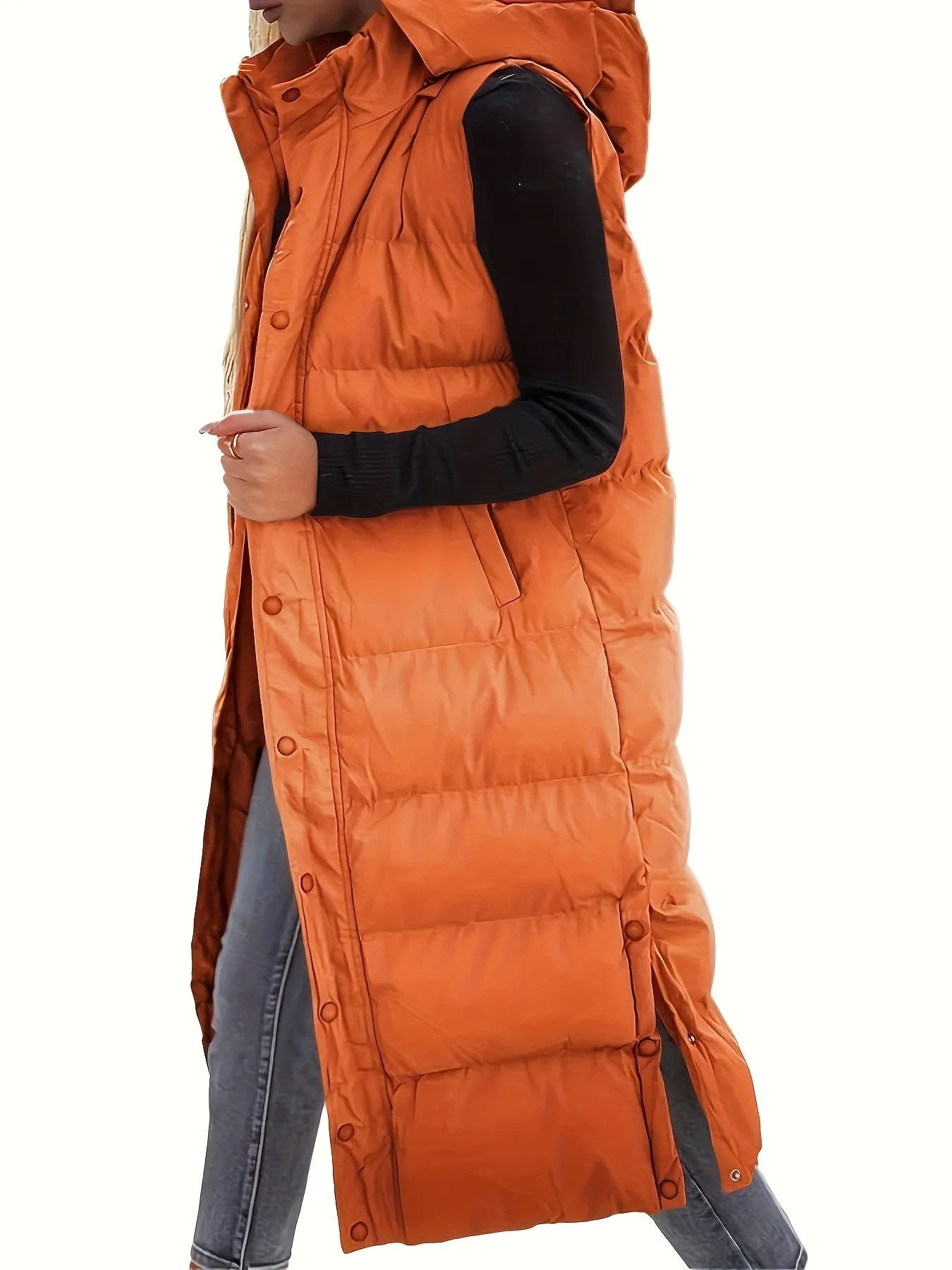 Womens Quilted Hooded Vest Sleeveless Winter Coat