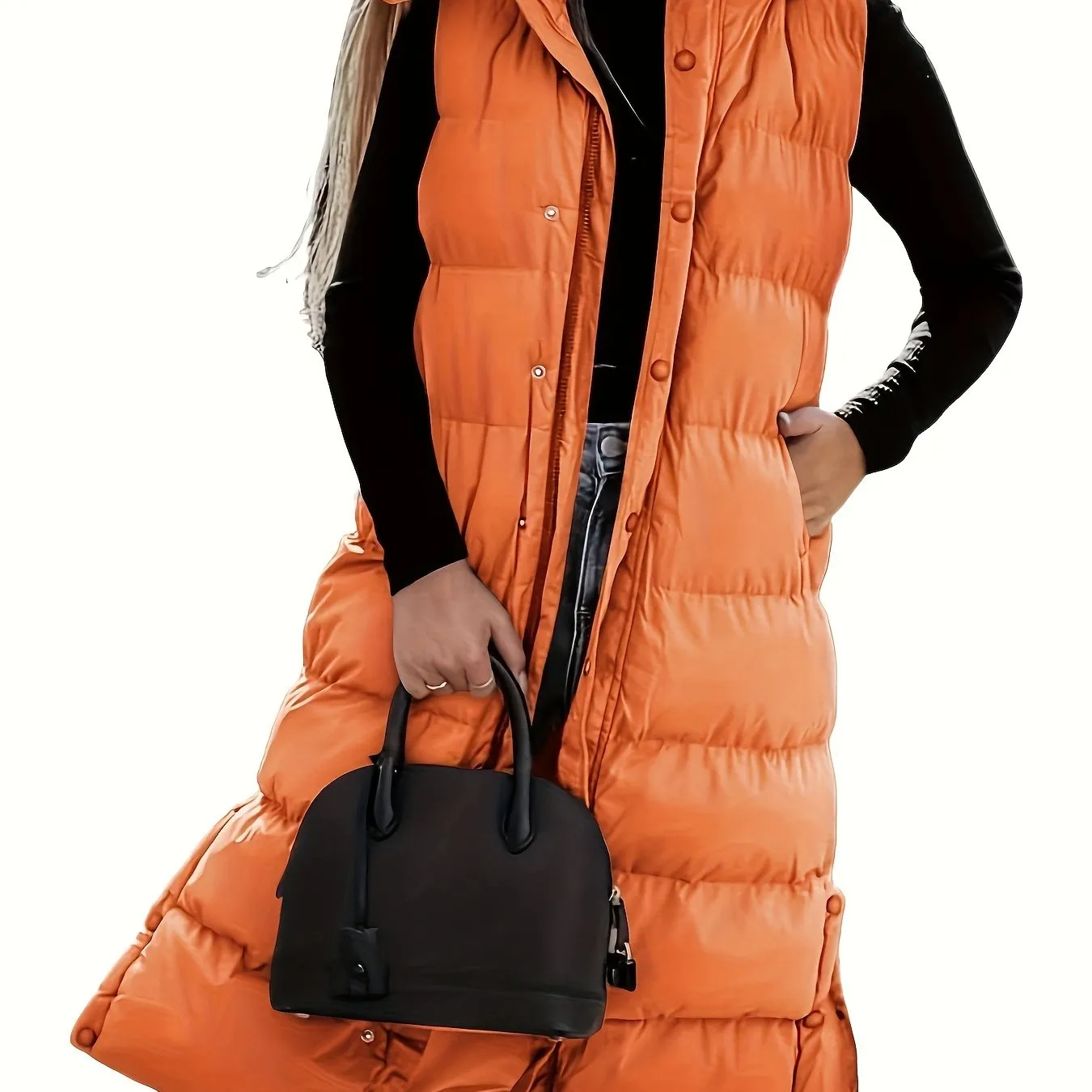 Womens Quilted Hooded Vest Sleeveless Winter Coat
