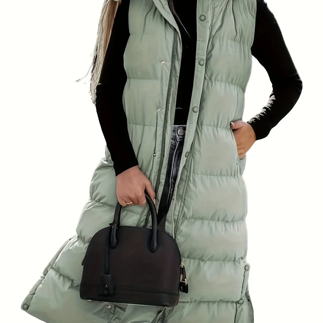 Womens Quilted Hooded Vest Sleeveless Winter Coat