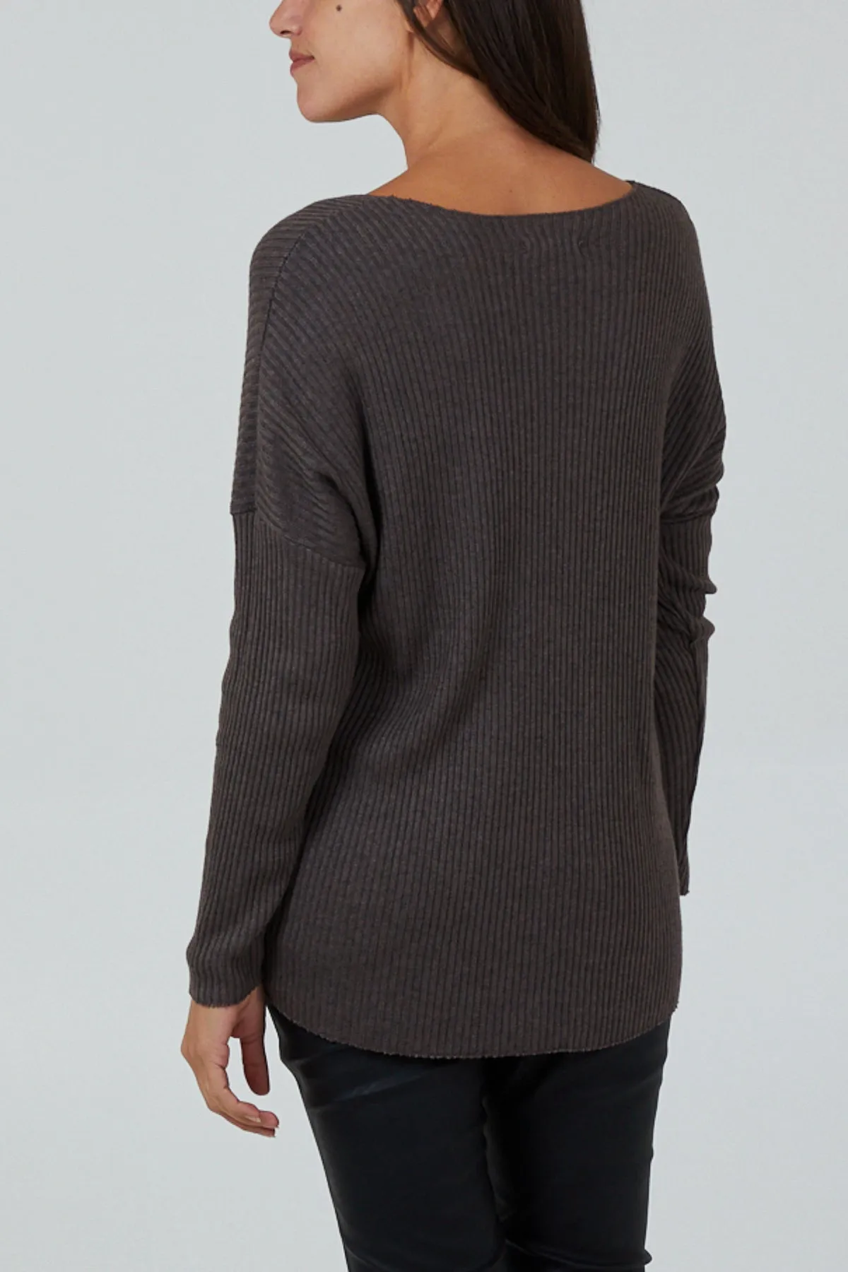 Wool Blend V-Neck Ribbed Fitted Jumper