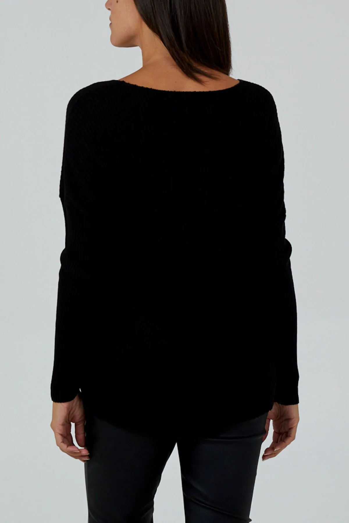 Wool Blend V-Neck Ribbed Fitted Jumper