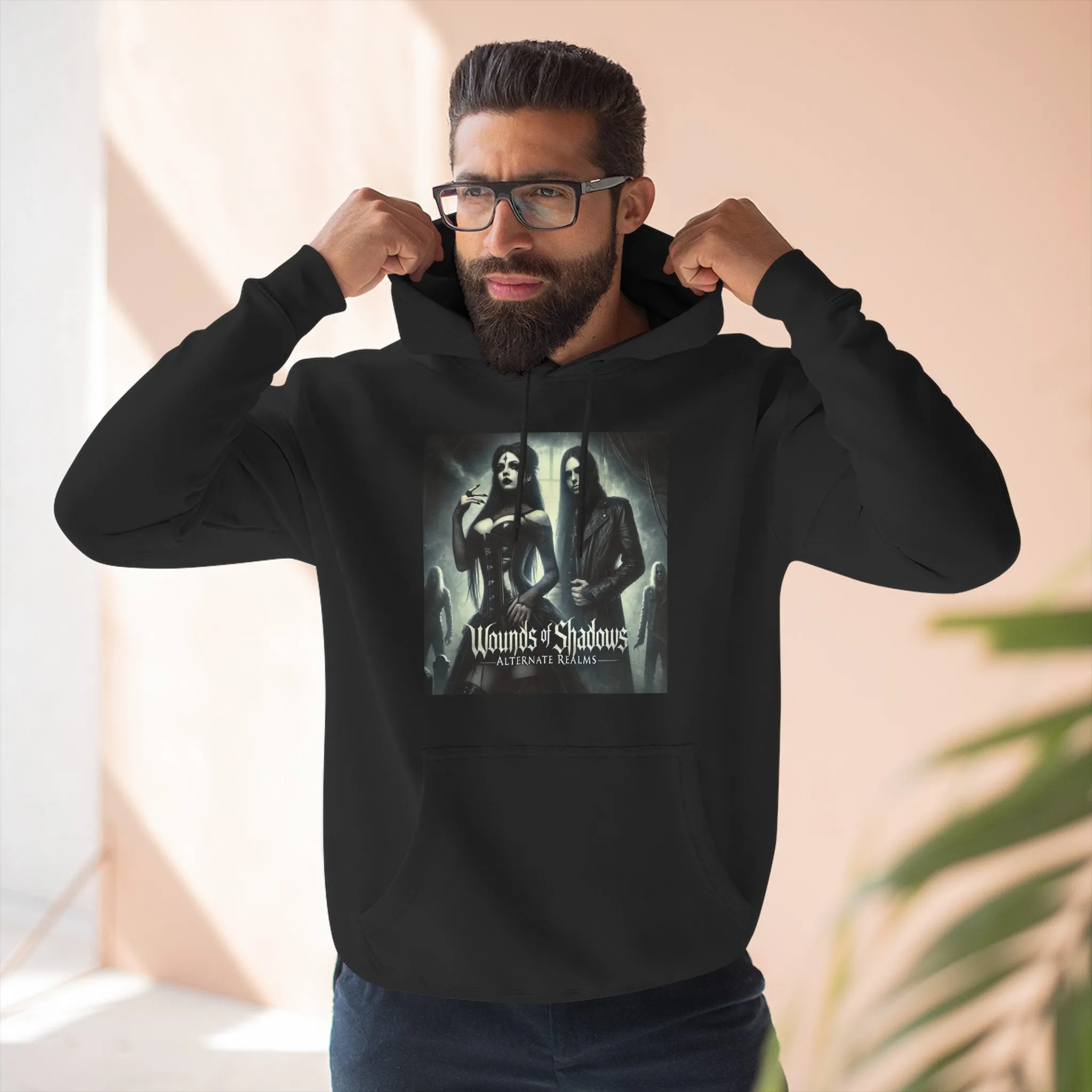 Wounds of Shadows Alternate Realms - Three-Panel Fleece Hoodie - Gothic Style Apparel