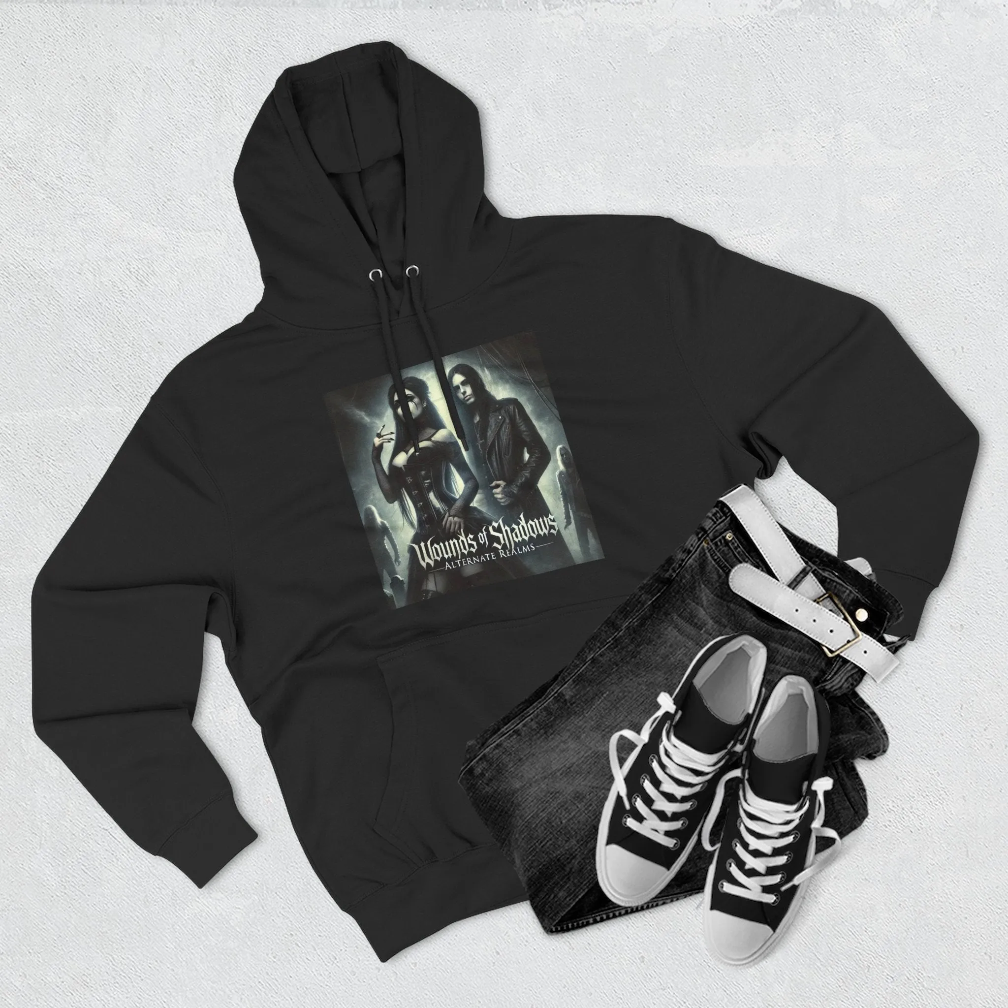 Wounds of Shadows Alternate Realms - Three-Panel Fleece Hoodie - Gothic Style Apparel