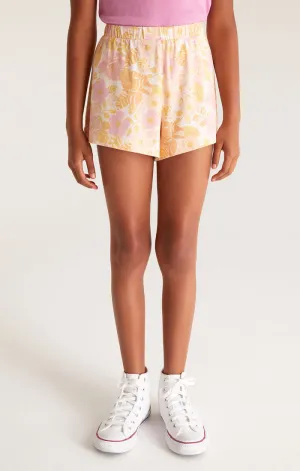 Z Supply Girls Watson Floral Short - Whisper Pink