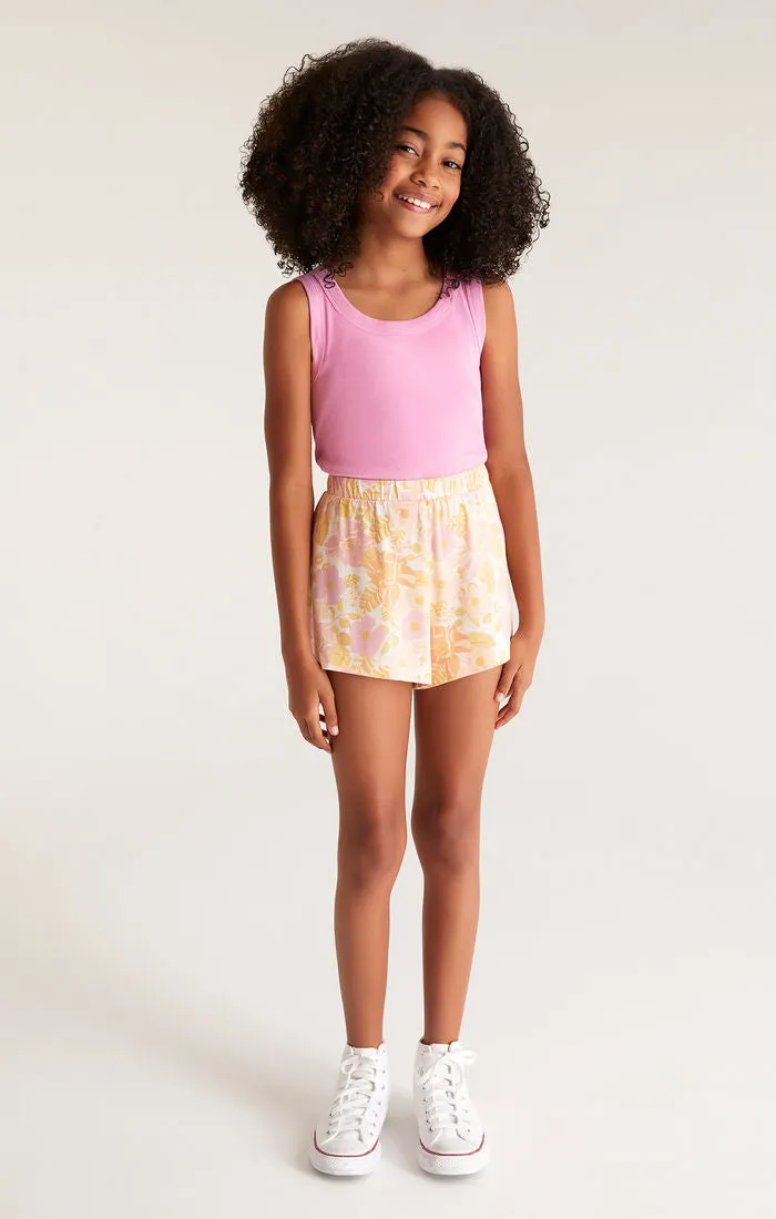 Z Supply Girls Watson Floral Short - Whisper Pink