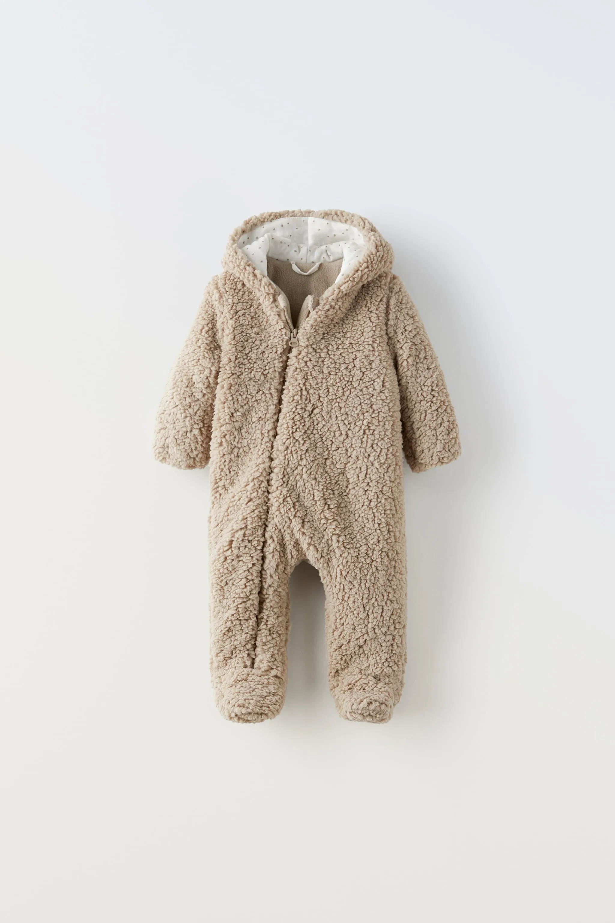 ZR Faux Shearling Brown Overall Romper Snowsuit #12854